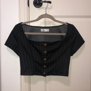 cropped black and white shirt